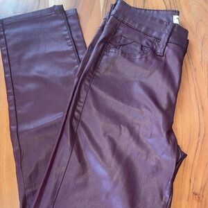Edgely Burgundy Coated Skinny Jeans Waxed Faux Leather Look Size 0 Regular